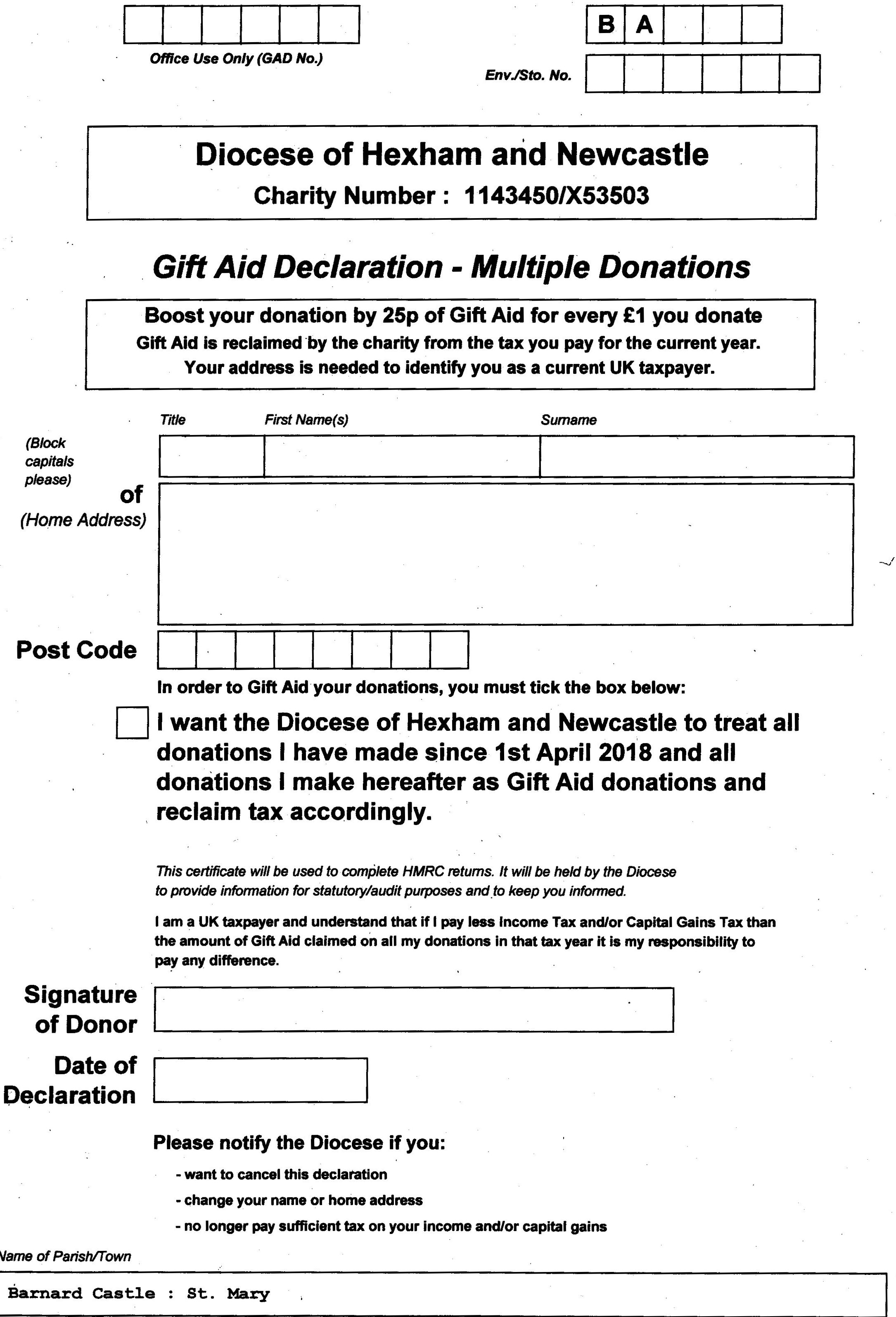 Gift Aid Form 001