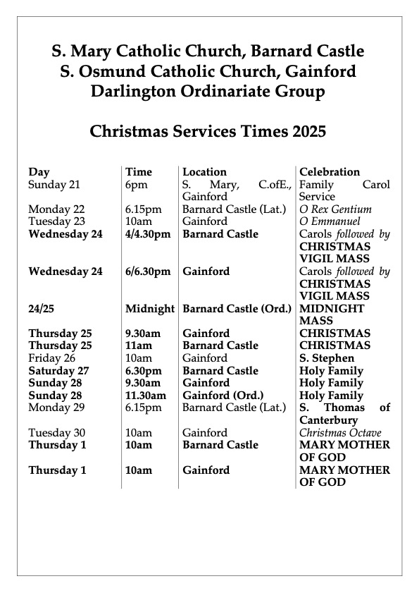 12 24 Christmas Mass times cop